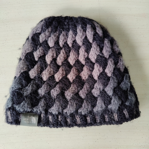 The North Face Beanie Thick Knit Black & Gray Warm Hat Wool Blend Unisex - Picture 5 of 8